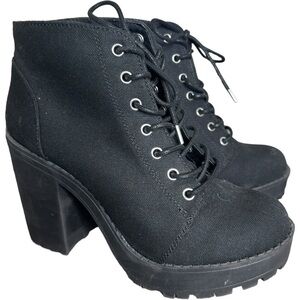 Divided Canvas Lace Up Lug Sole Booties 38 Euro